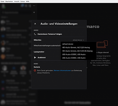 Skype Audiosettings