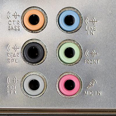 Audioanschlüsse einer Soundkarte